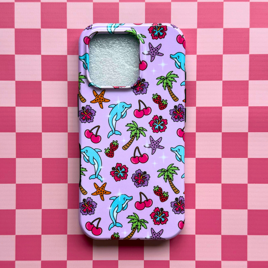 Cute Dolphin Summer Phone Case – Aesthetic Ocean Vibes iPhone Case, Fun Beachy Kawaii Dolphin Cover