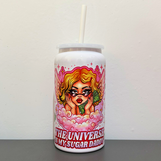 Angel Cherub Tumbler – “The Universe is My Sugar Daddy” Cute Fun Drinkware