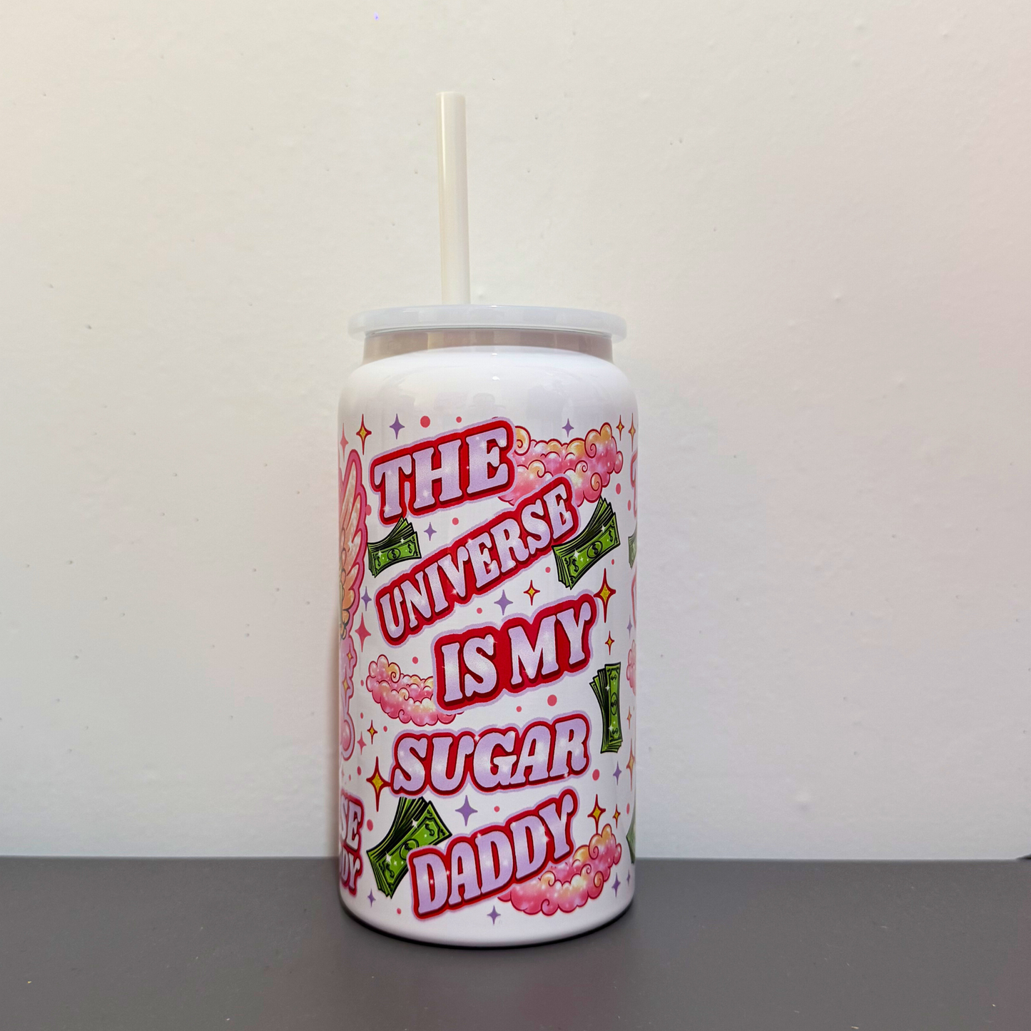 Angel Cherub Tumbler – “The Universe is My Sugar Daddy” Cute Fun Drinkware