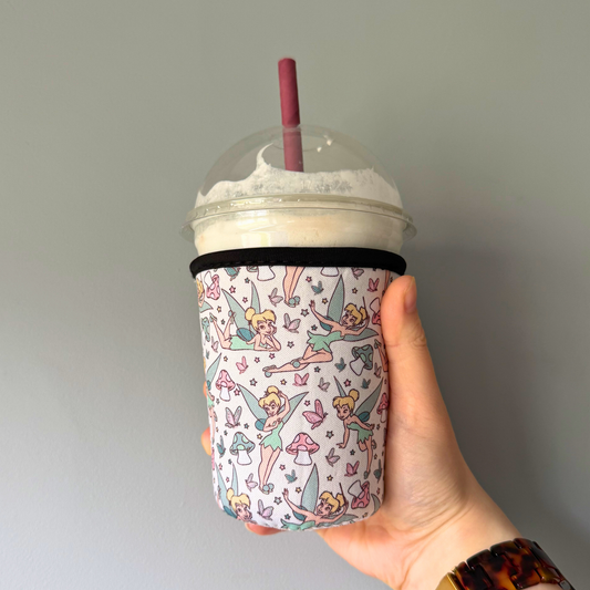 Tinker Bell Inspired Iced Coffee Cup Sleeve | Cute Disney Holiday Cup Cozy for Tumblers