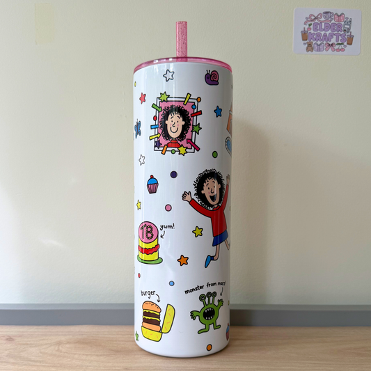 Tracy Beaker Inspired Tumbler – Reusable Drink Cup with Straw