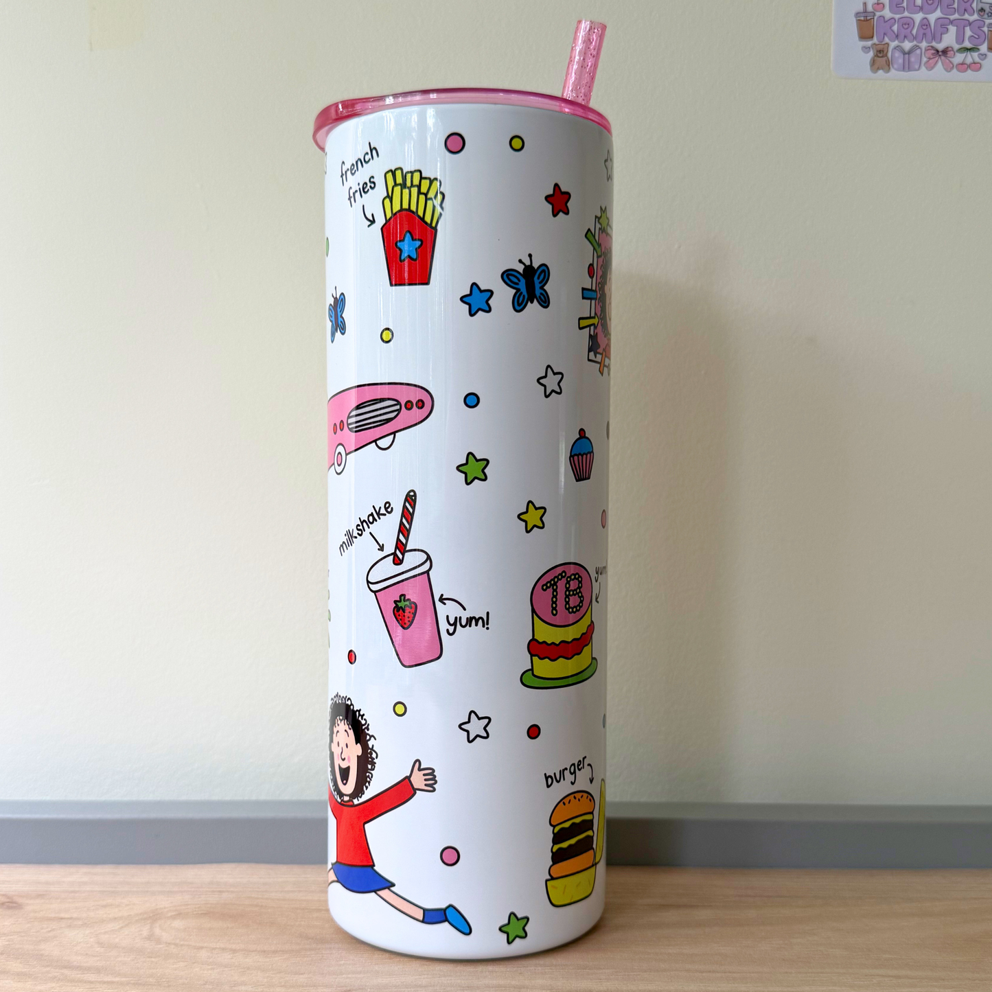 Tracy Beaker Inspired Tumbler – Reusable Drink Cup with Straw