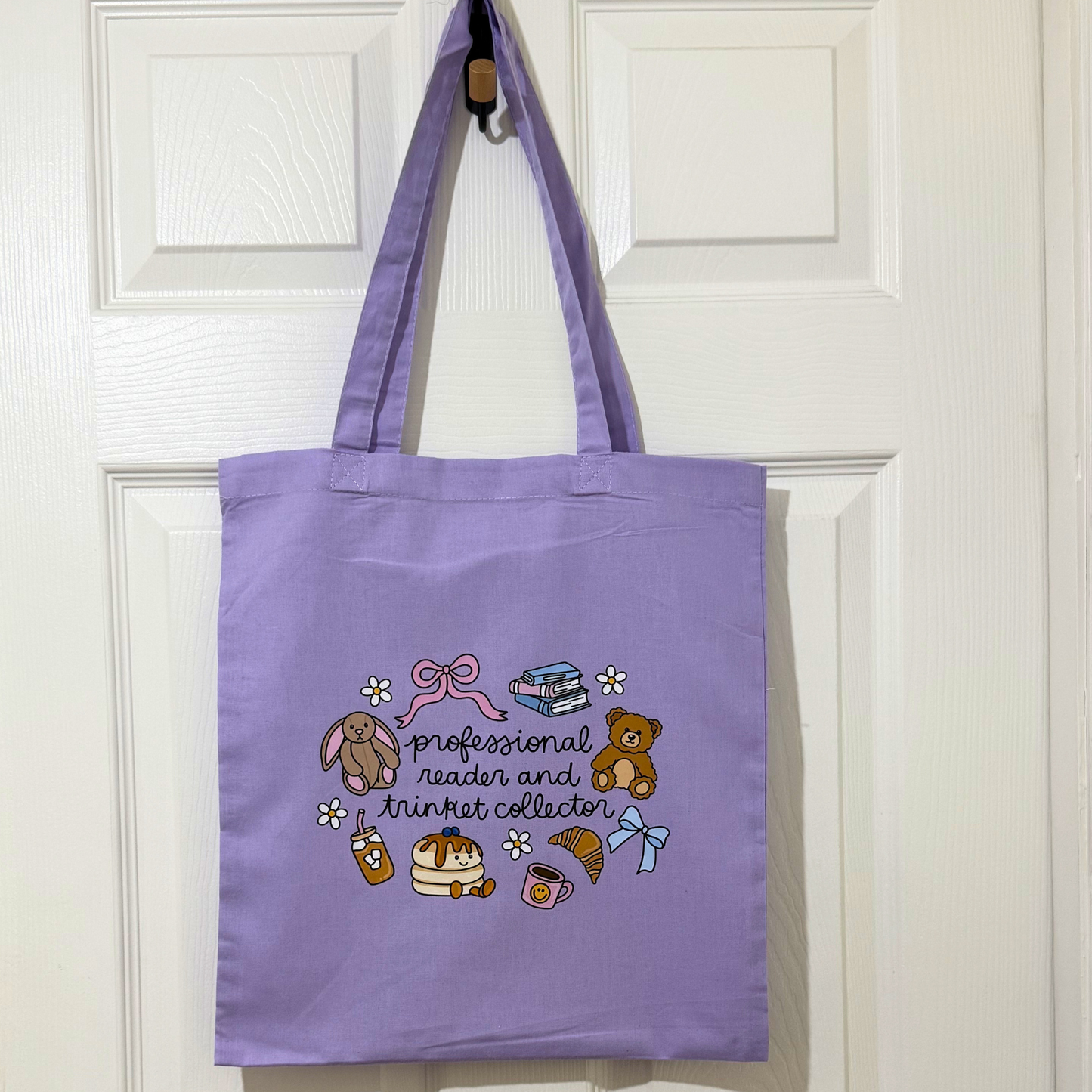 Purple Cotton “Professional Trinket Collector” Tote Bag – Cute Aesthetic Gift | Reusable Shopper for Trinket Lovers