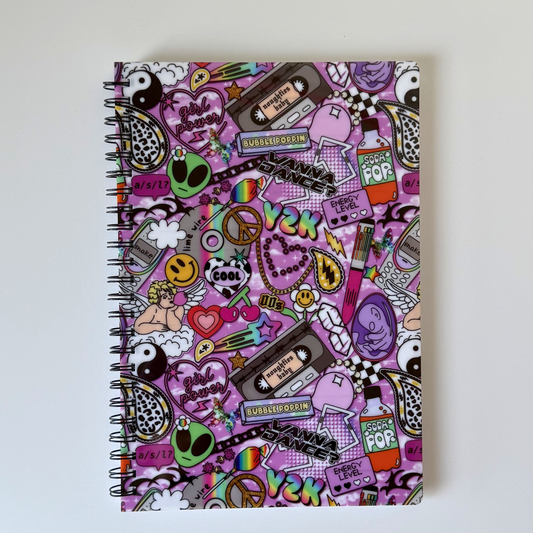 Y2K 90s Themed Notepad – Fun Cute Retro Lined Stationery | Nostalgic Desk Accessory